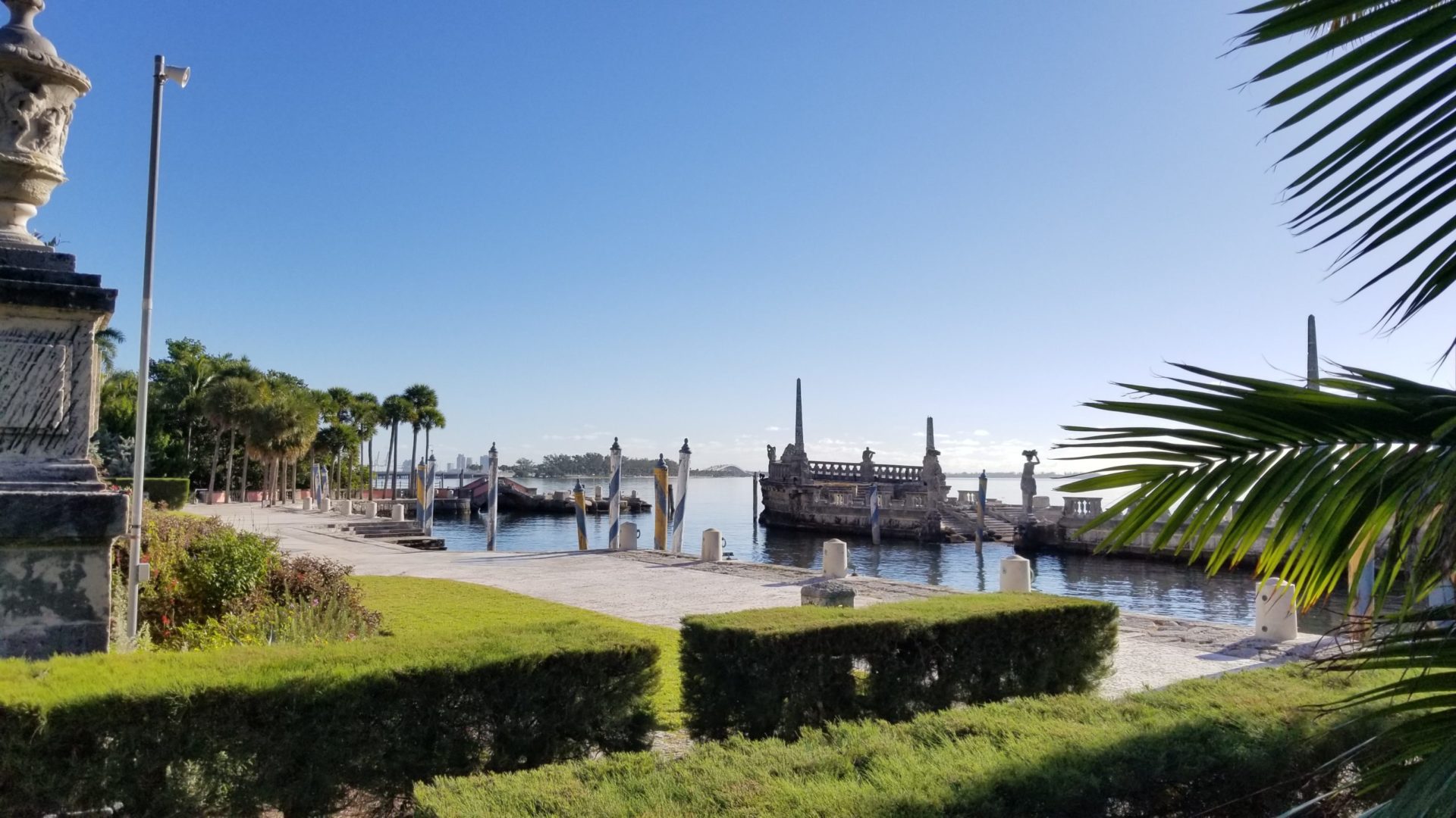 Vizcaya's waterfront gardens and Stone Barge