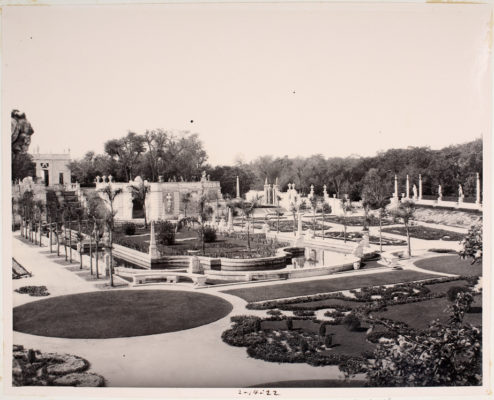 Historic photo of the formal gardens from 1922