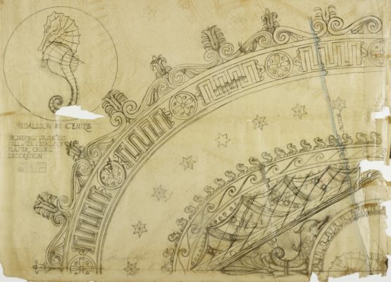 Mr. Deering's Salon #225. Full size details of plaster ceiling decoration. Architectural Drawings Collection, Vizcaya Museum & Gardens Archives, Miami, Florida.