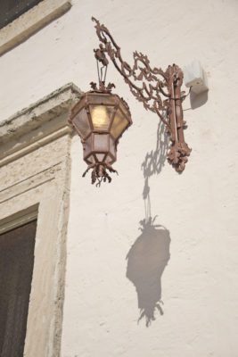 Historic light fixture now installed on Main House