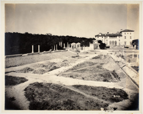 West side of Vizcaya's Formal Gardens under construction. Photo dated September 14, 1920.