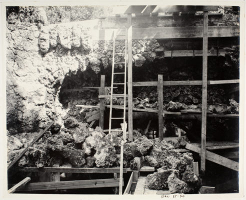 Coral rocks prepared for construction of one of Vizcaya's grottos.