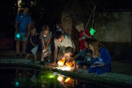 Kids see what's in the waters of the Center Island at Wild Vizcaya: Nocturnal Edition.