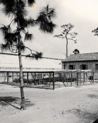 Buildings and shelter for livestock at Vizcaya Village, historic photo courtesy of the Vizcaya archives