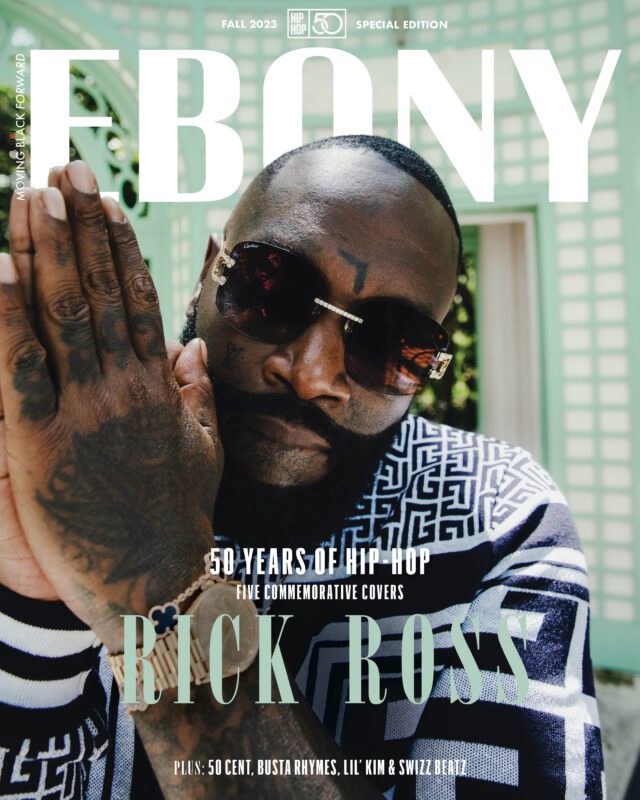 The cover of Ebony magazine featuring a Hip Hop artist Rick Ross