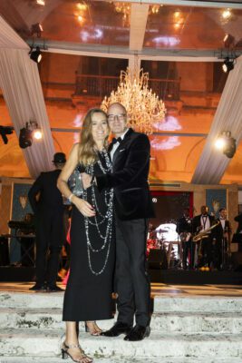 A man and a woman posing for a Vizcaya Ball picture.