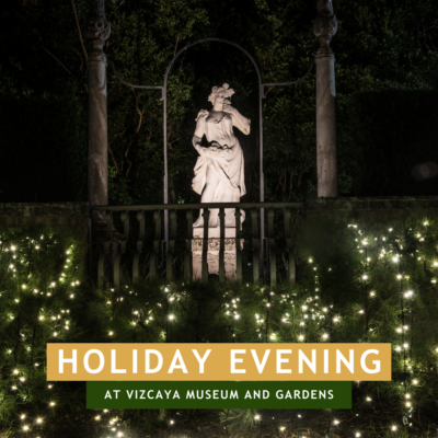 Holiday evening at vizcaya museum and gardens.